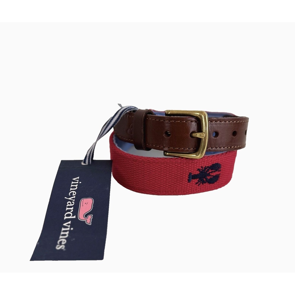 Vineyard Vines Boy's Lobster Embroidered Canvas Club Belt Size S Preppy‎ NEW
